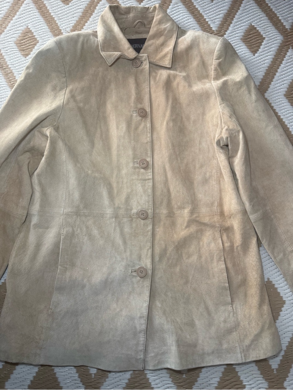 Bernardo Beige Suede Button-Front Jacket